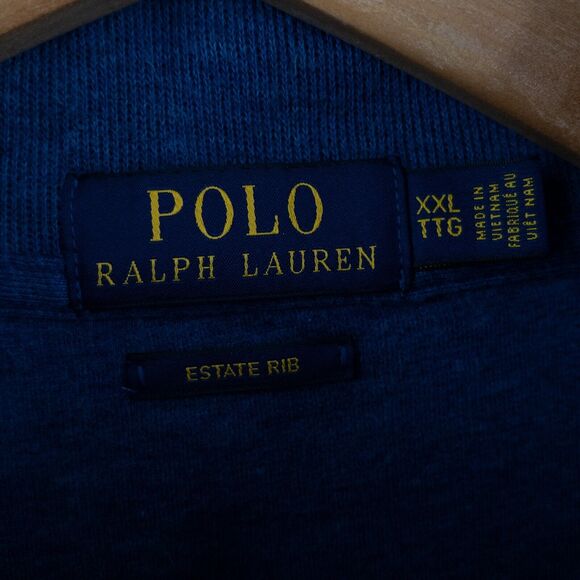 Polo Ralph Lauren Men’s XXL Blue Pullover Quarter Zip Sweater Multicolor Pony - Picture 5 of 10